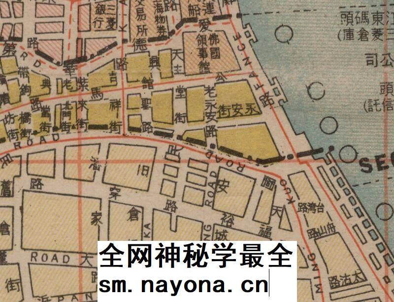 1943年新大上海老地图电子版码头街道日本侵华史料地图高清图片