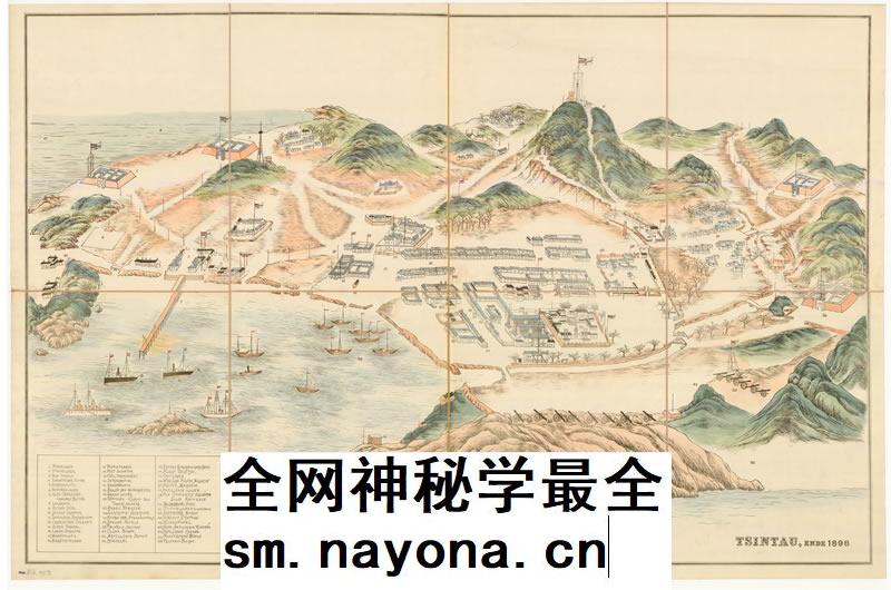 【舆图】清末德占期1898年青岛鸟瞰地图 非实物电子图片