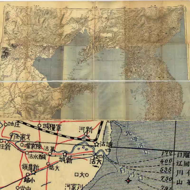 【舆图】甲午战争时期1894年沿海防势渤海地区近徬及朝鲜详图 主图