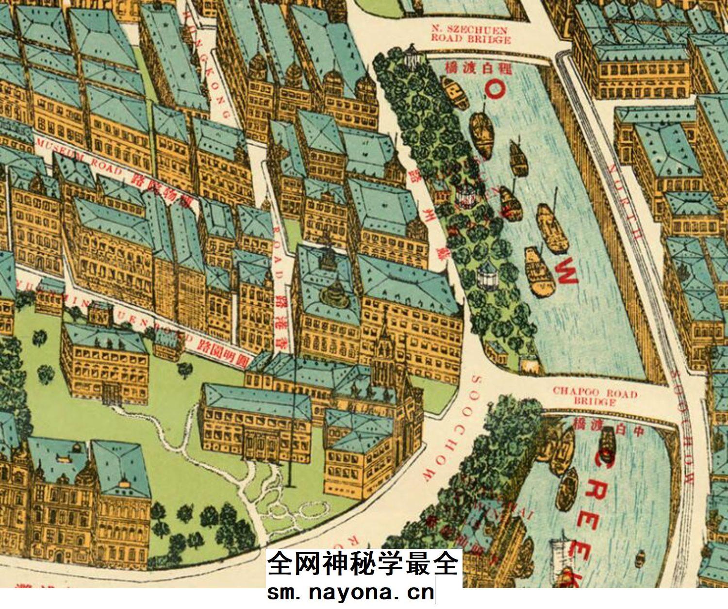 【舆图】1915年上海商场指掌图地理历史资料晚清民国老地图高清图