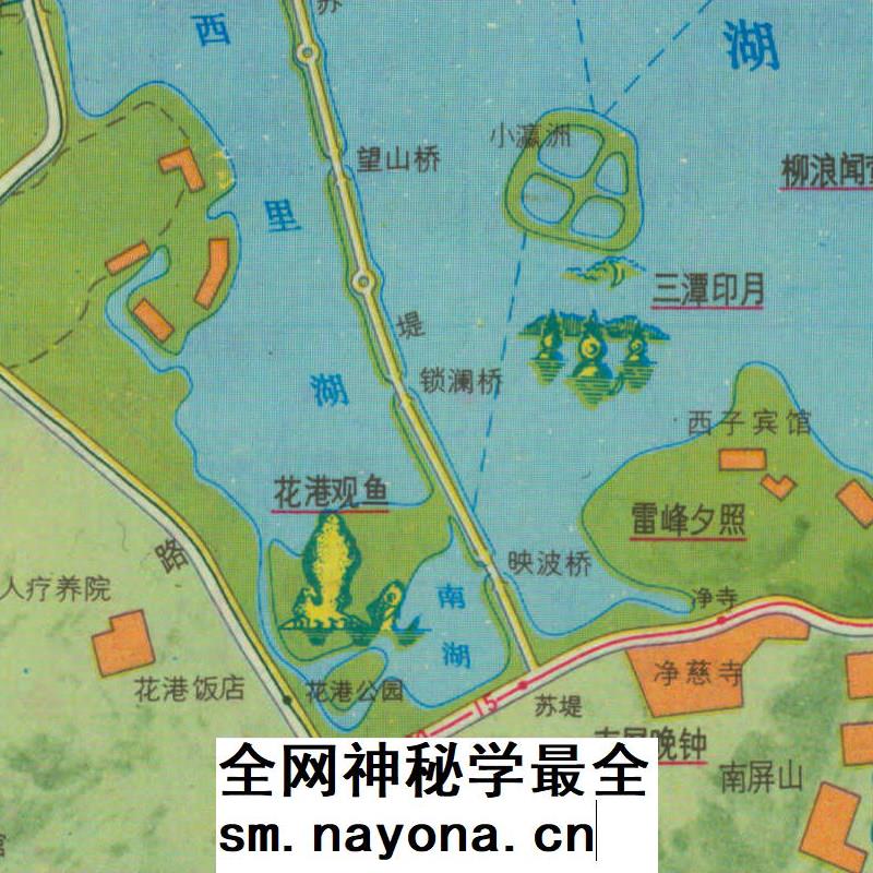 【舆图】1988年杭州市区游览交通图 80年代杭州老地图 电子图片