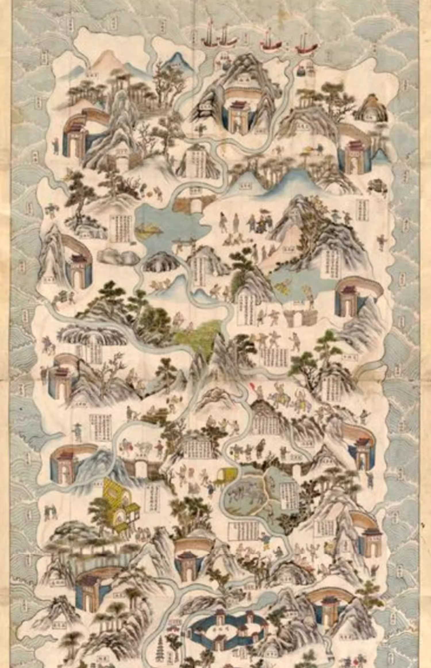 舆图司 清代嘉庆1820年 海南省琼郡舆地图 古本古地图彩绘本 图片