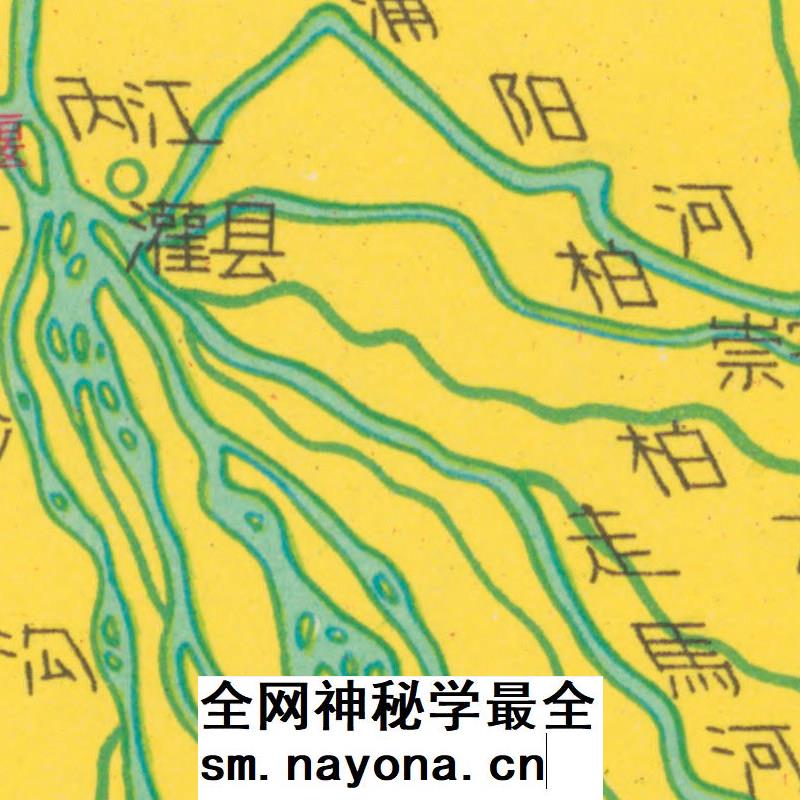 【舆图】1957年成都平原水利鸟瞰地图都江堰灌溉流域装饰画素材