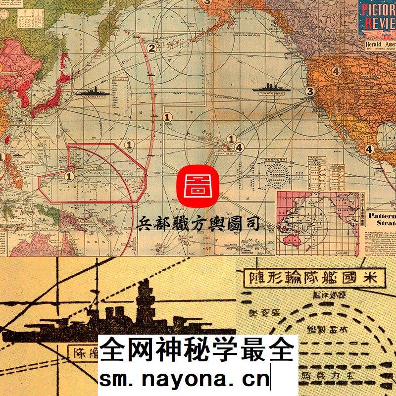 【舆图】JPG二战日本对美夺取西海岸战略计划高清示意图 1943年