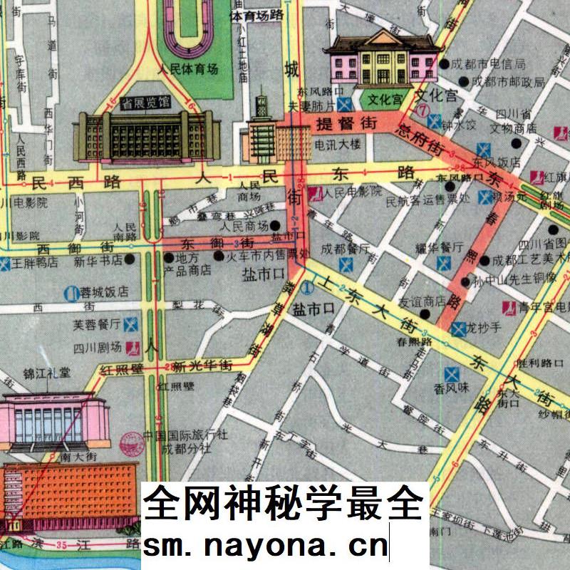 【舆图】1987年成都导游图 80年代成都老地图 电子图片