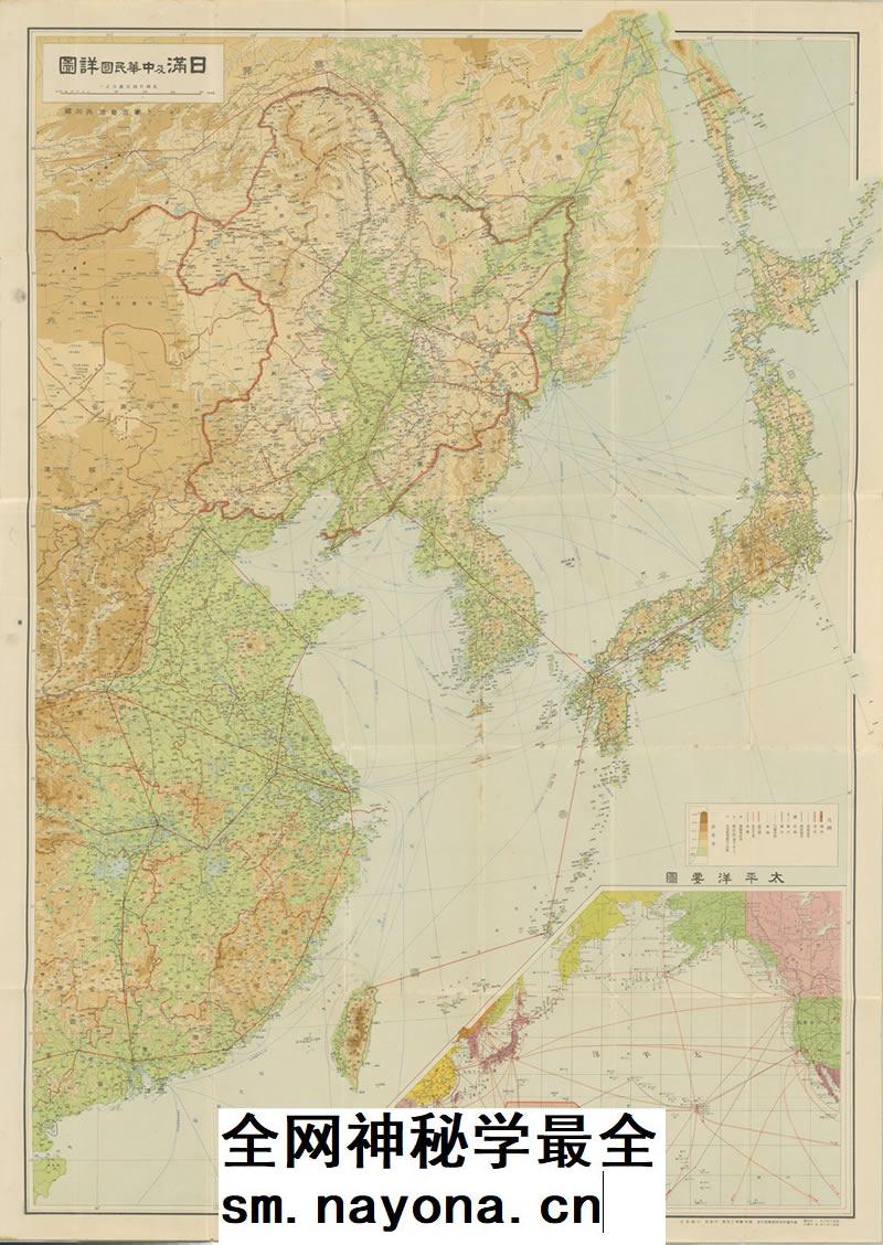 民国1935年日满及中华民国详图电子版老地图高清图片素材JPG