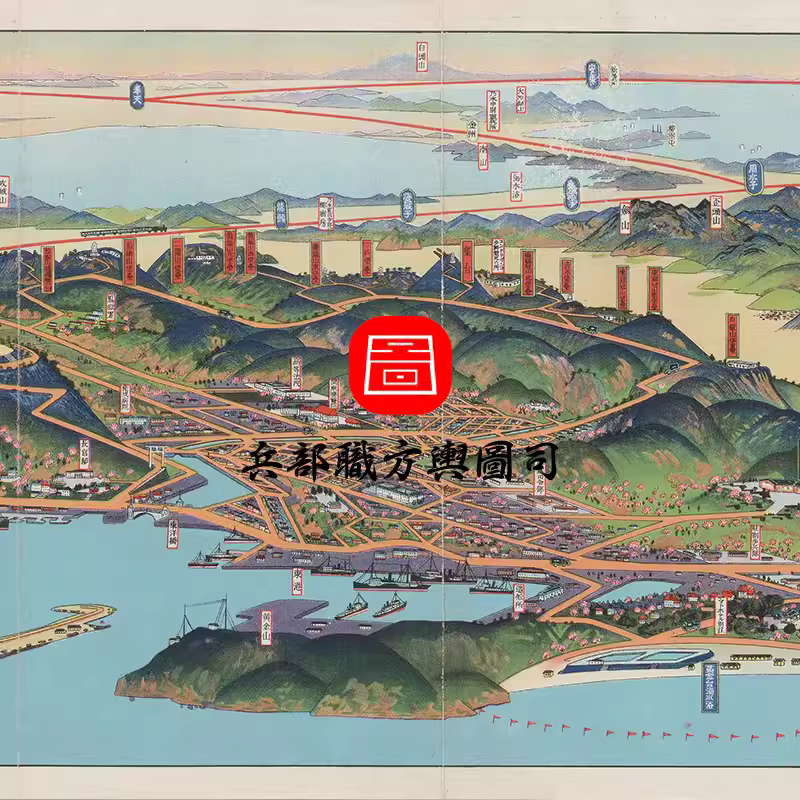 【舆图】1927年旅顺鸟瞰彩绘地图 民国旅顺港老地图 主图 【舆图】1927年旅顺鸟瞰彩绘地图 民国旅顺港老地图 主图