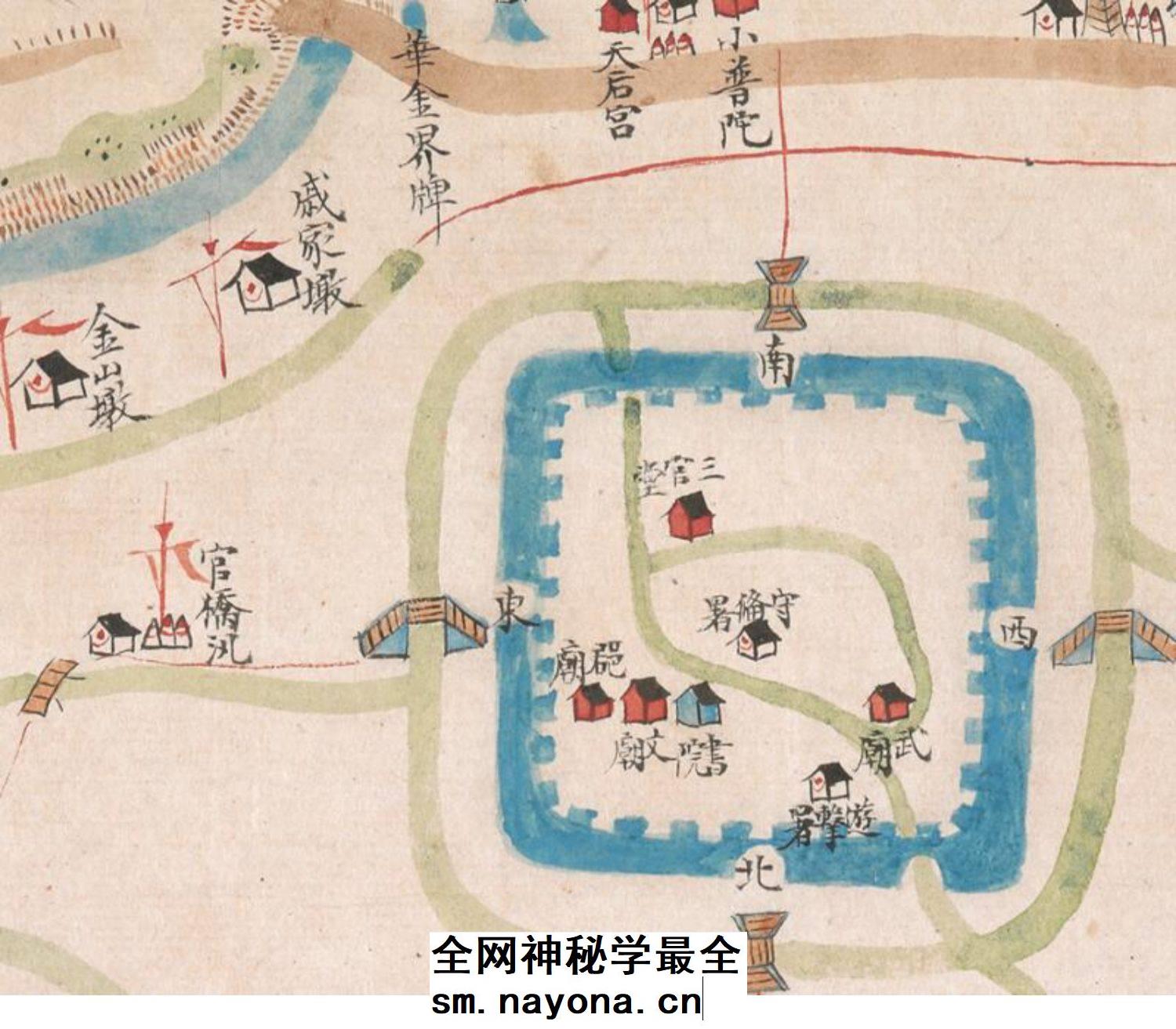 【舆图】1759年前上海松江府金山营汛舆图乾隆历史老地图高清图片