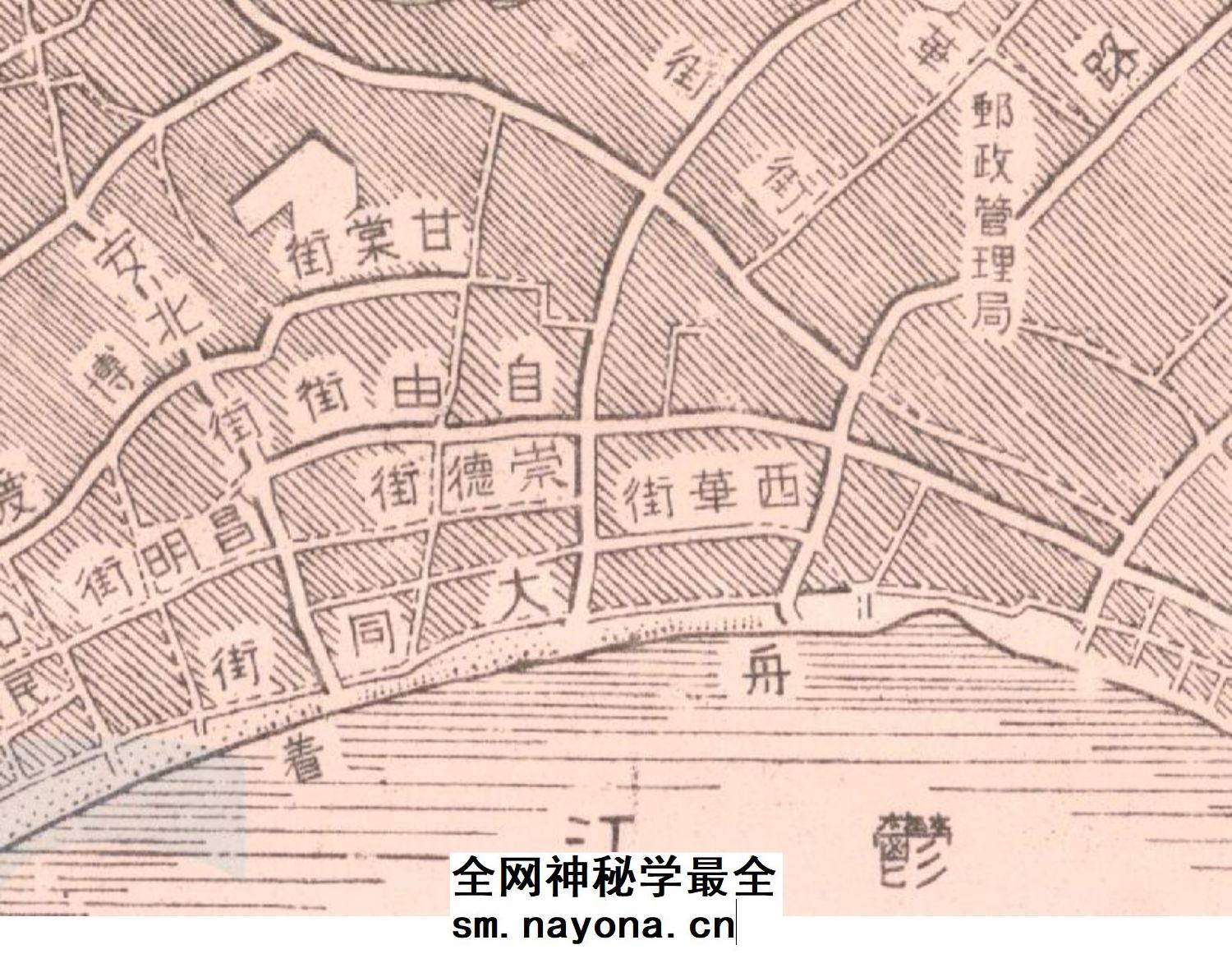 【舆图】1944年广西南宁市街要图晚清民国明朝历史老地图高清图片
