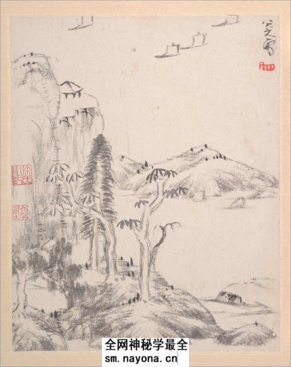 八大山人绘画册页.写意文人12帧.山水12帧.朱耷绘.清代 - 第20页预览图
