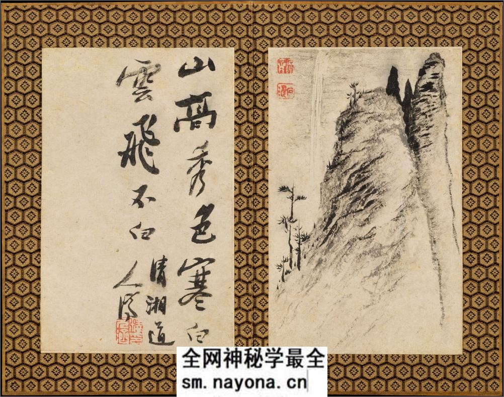 苦瓜和尚书画册.清石涛画.12帧.日.富冈铁斋题.石涛道人书画神品.1695年 - 第4页预览图