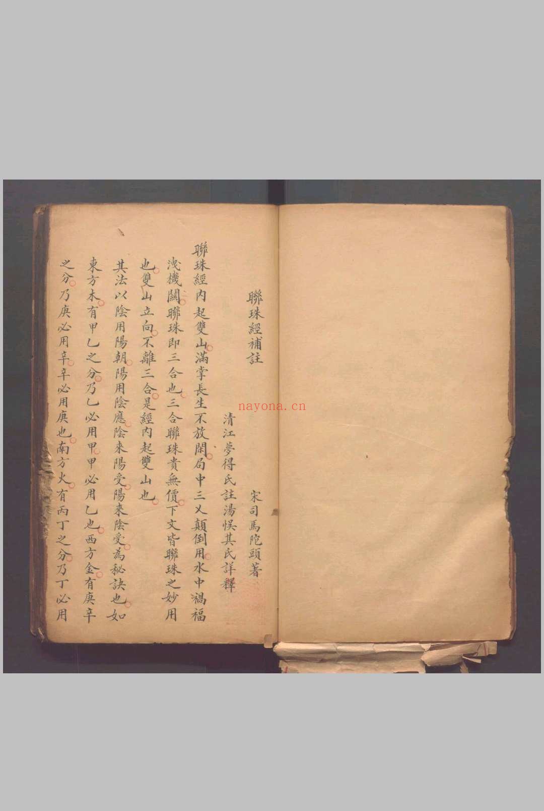 联珠经不分卷.(宋)司马头陀撰 (清)江梦得氏注 (清)汤悞其释.清道光二年(1822)抄本