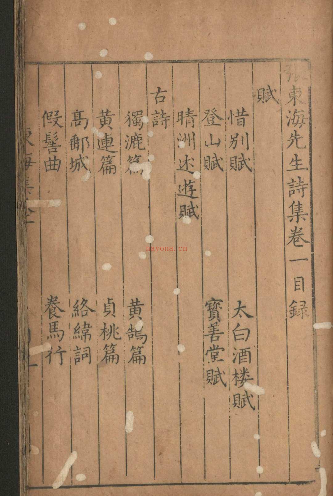 张东海先生诗集.四卷.文集.五卷.张弼.明正德十三年