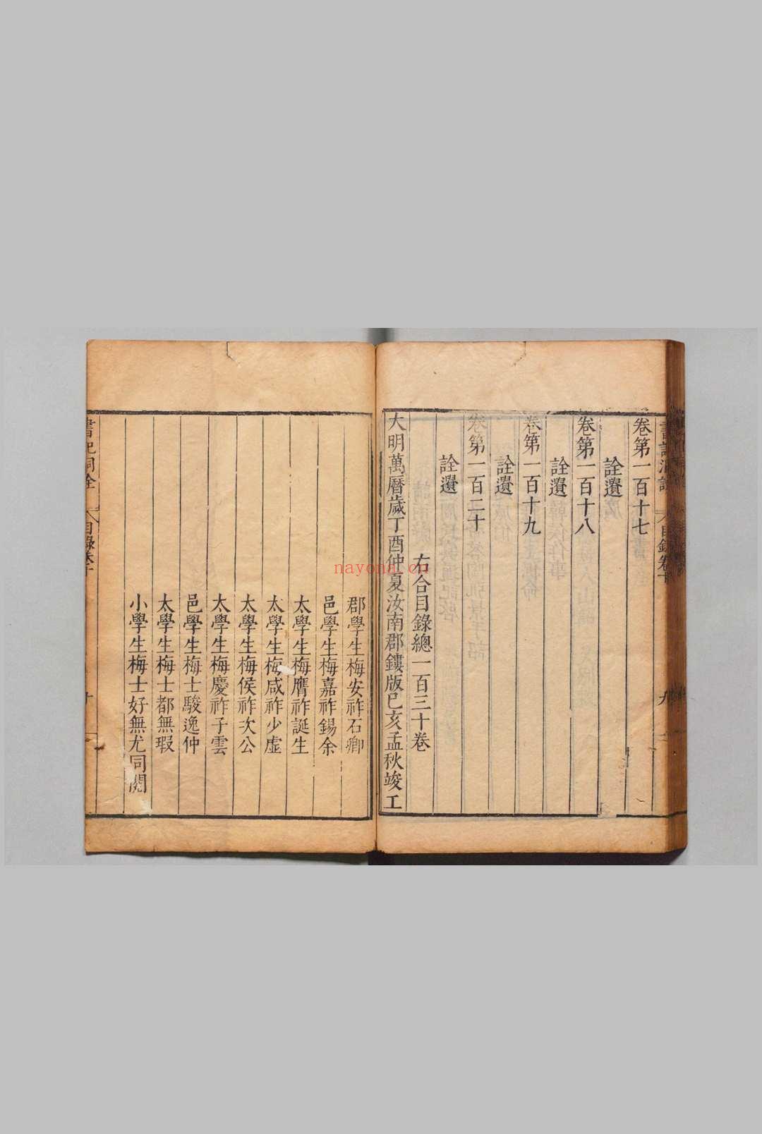 书记洞诠 116卷目10卷 梅鼎祚 明万历25年
