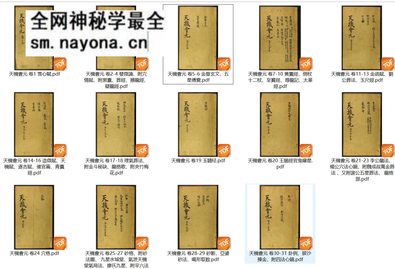 风水古籍《重镌地理天机会元》14本31卷