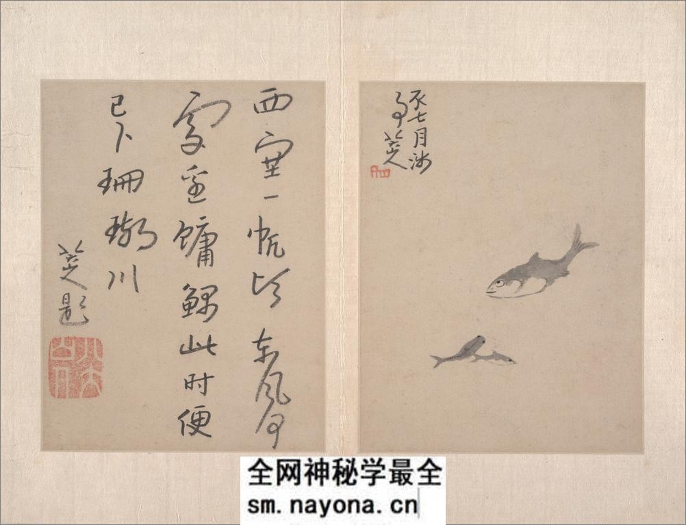八大山人绘画册页.写意文人12帧.山水12帧.朱耷绘.清代 - 第12页预览图