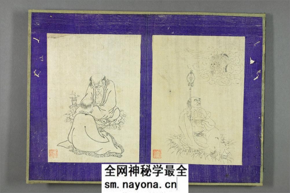 万年少白描人物册.清.万寿祺伝笔.絖本水墨 - 第5页预览图