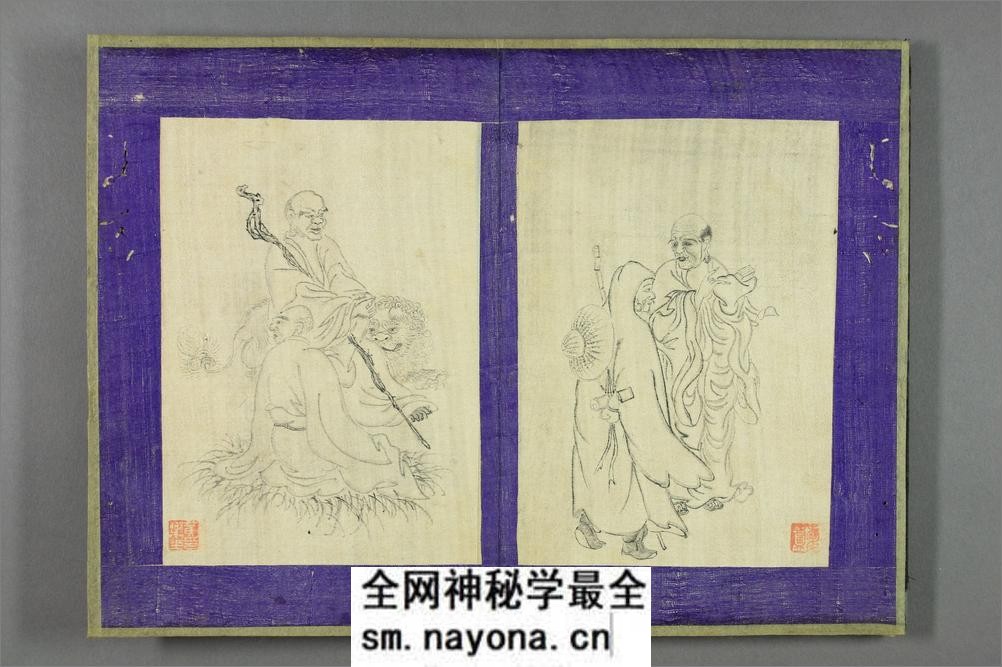 万年少白描人物册.清.万寿祺伝笔.絖本水墨 - 第6页预览图