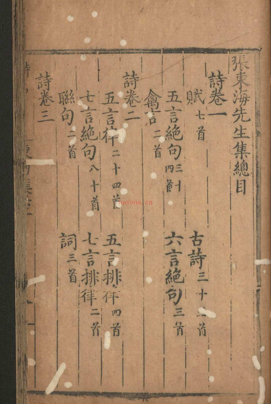 张东海先生诗集.四卷.文集.五卷.张弼.明正德十三年