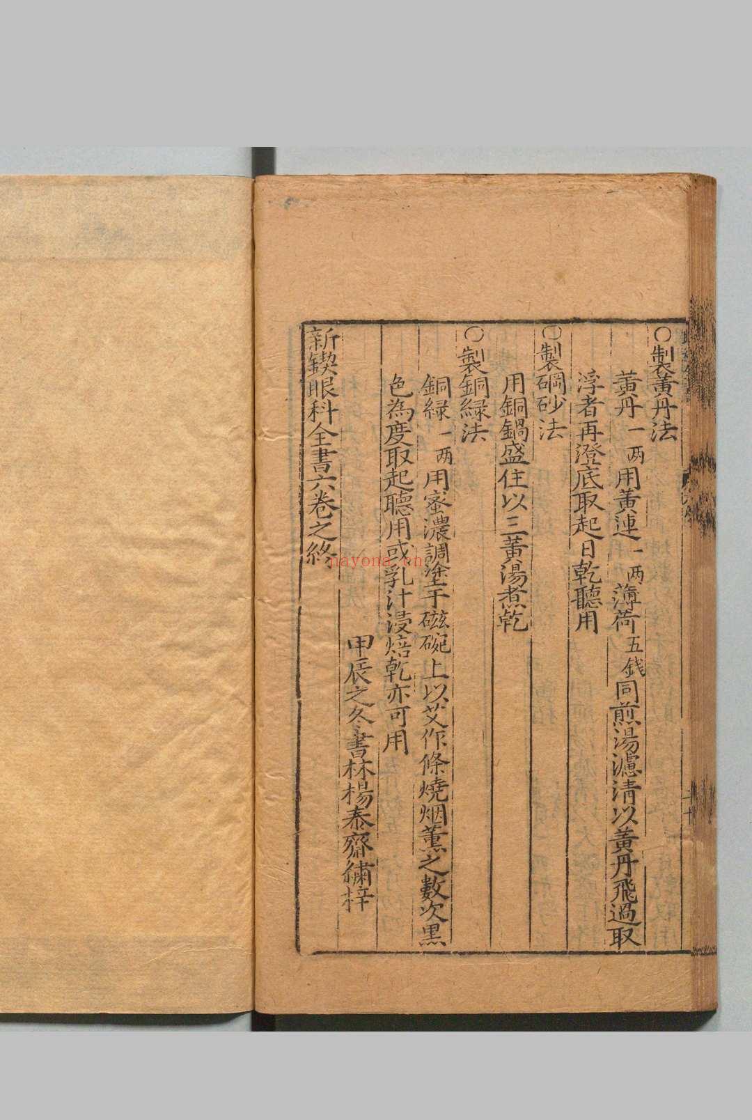 新刻秘传眼科七十二证全书 哀学渊 万历32年 杨泰斋