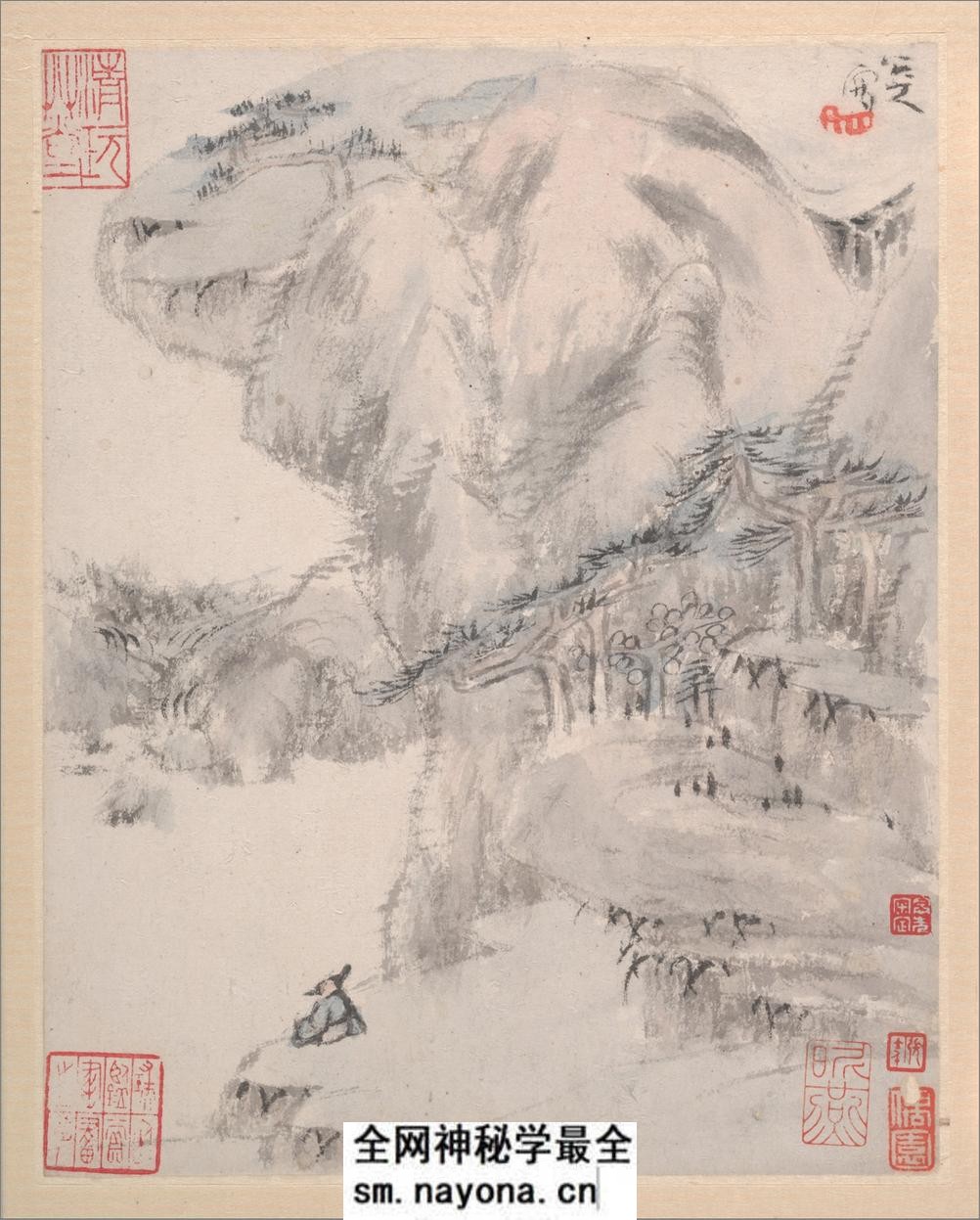 八大山人绘画册页.写意文人12帧.山水12帧.朱耷绘.清代 - 第14页预览图