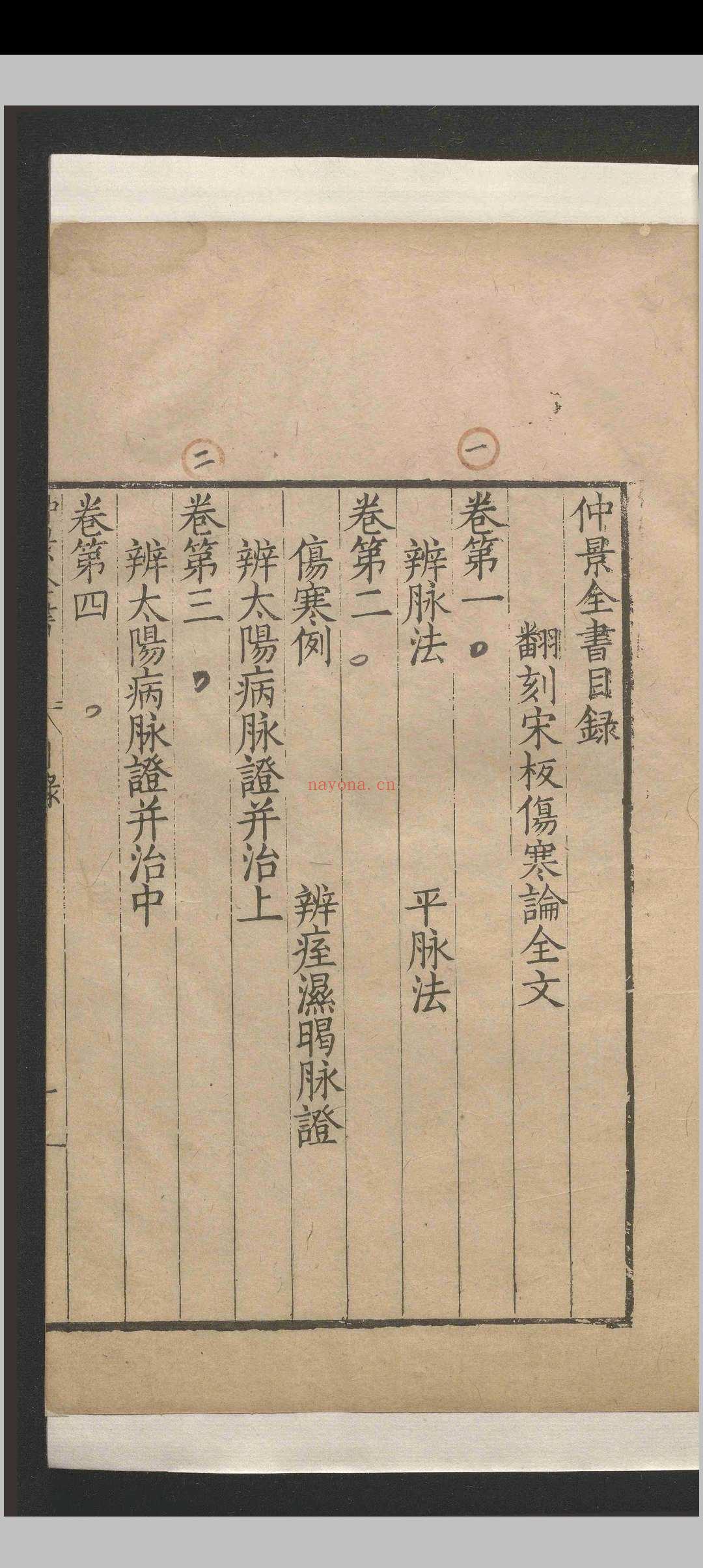 仲景全书.二十六卷.张仲景.王熙.赵开美.明万历二十七年