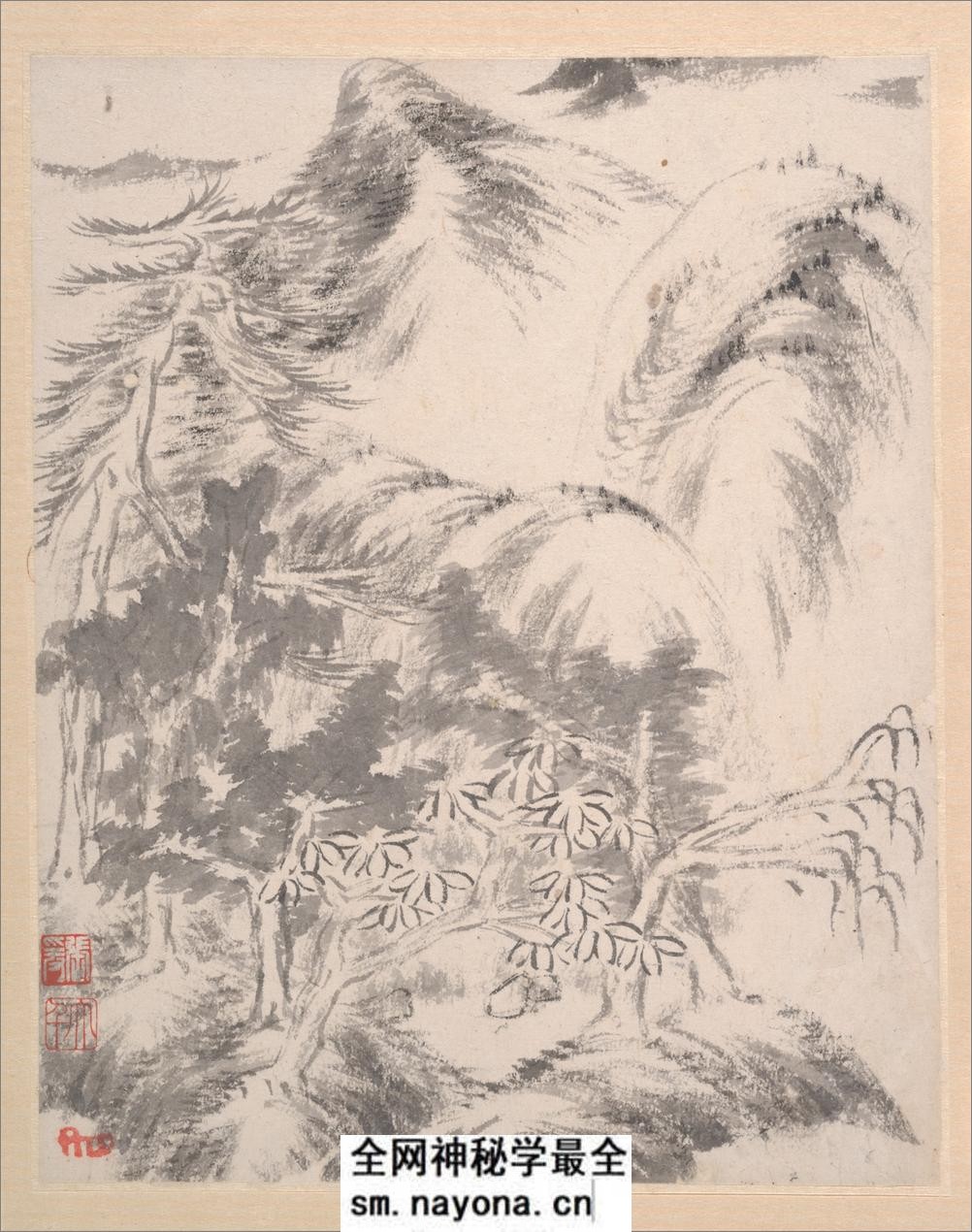 八大山人绘画册页.写意文人12帧.山水12帧.朱耷绘.清代 - 第16页预览图
