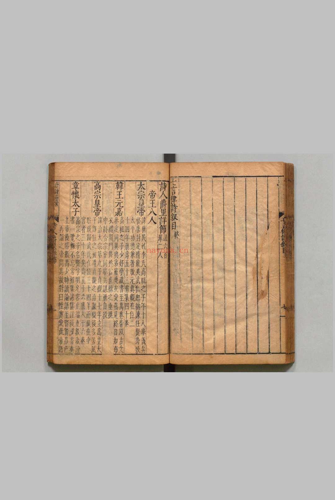唐诗品汇 90卷 唐诗拾遗10卷 首１卷 诗人爵里详节１卷 高柄 张恂 明刊本