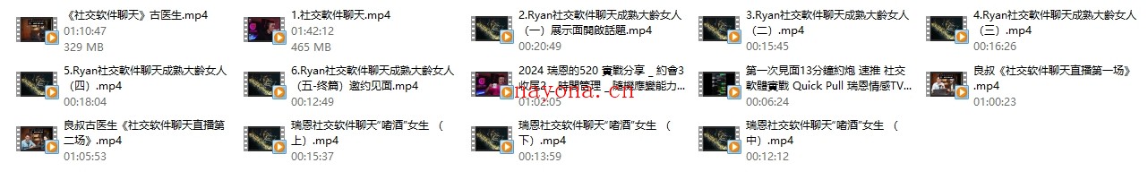 瑞恩油管整理课程