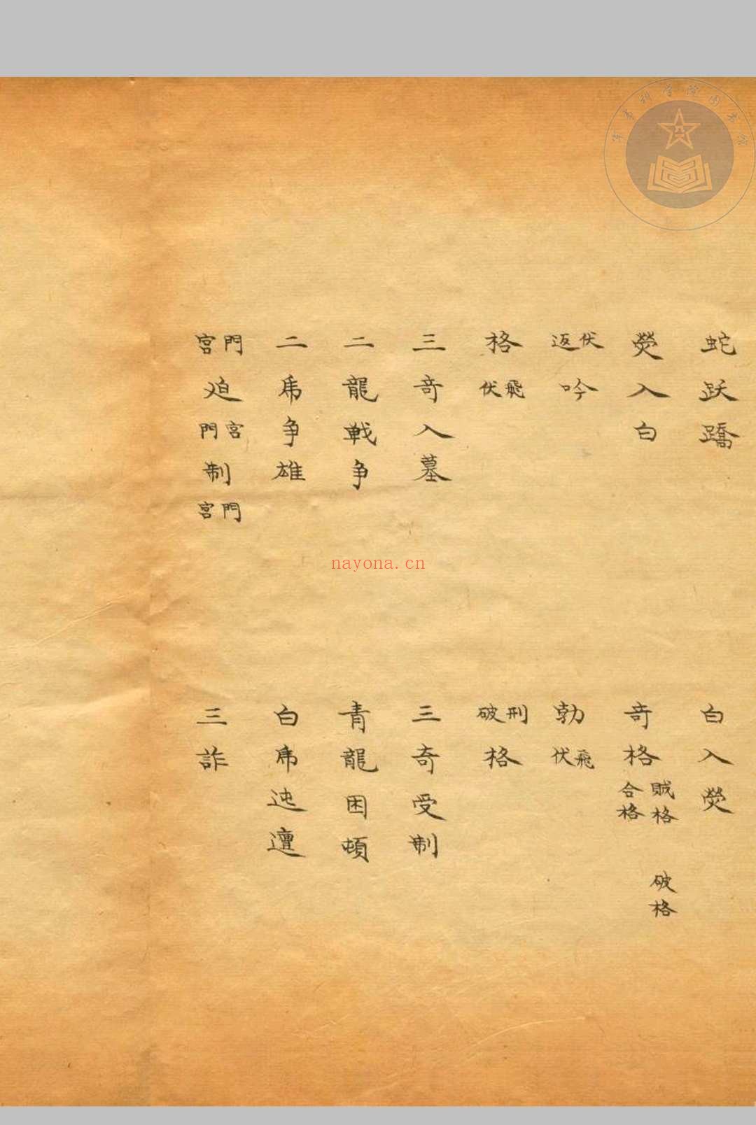 奇门仙机兵家心法-清抄本