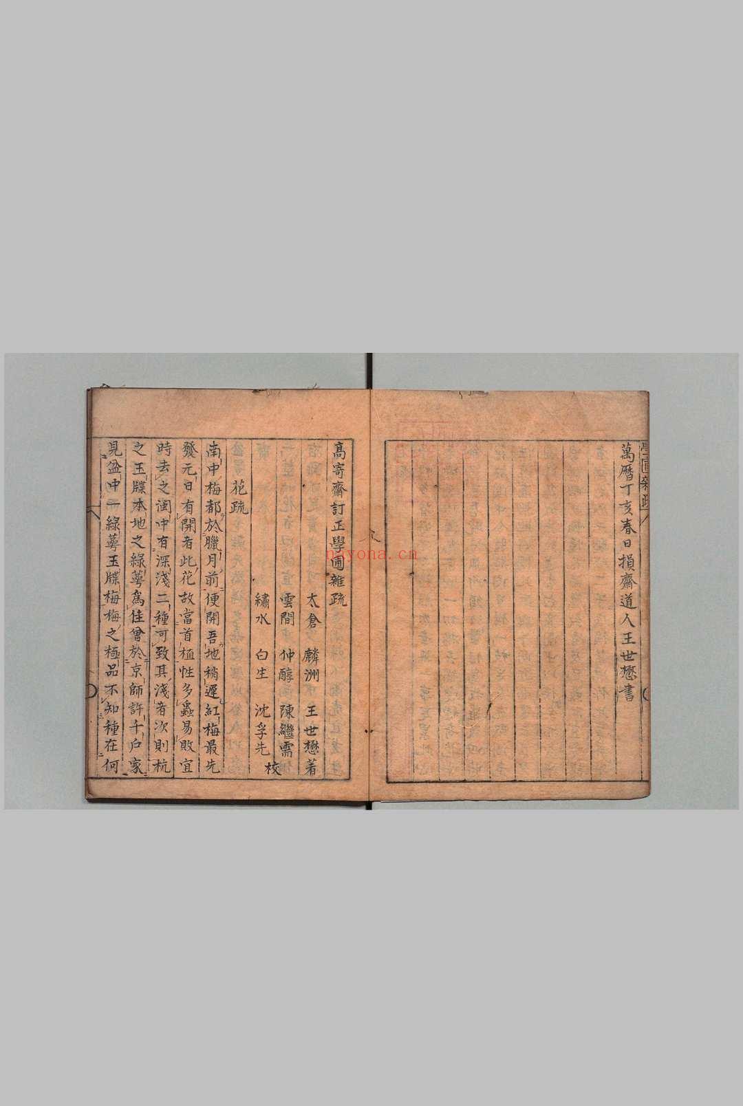 高寄斋订正学圃杂疏 王世懋(明)写本 ,江户
