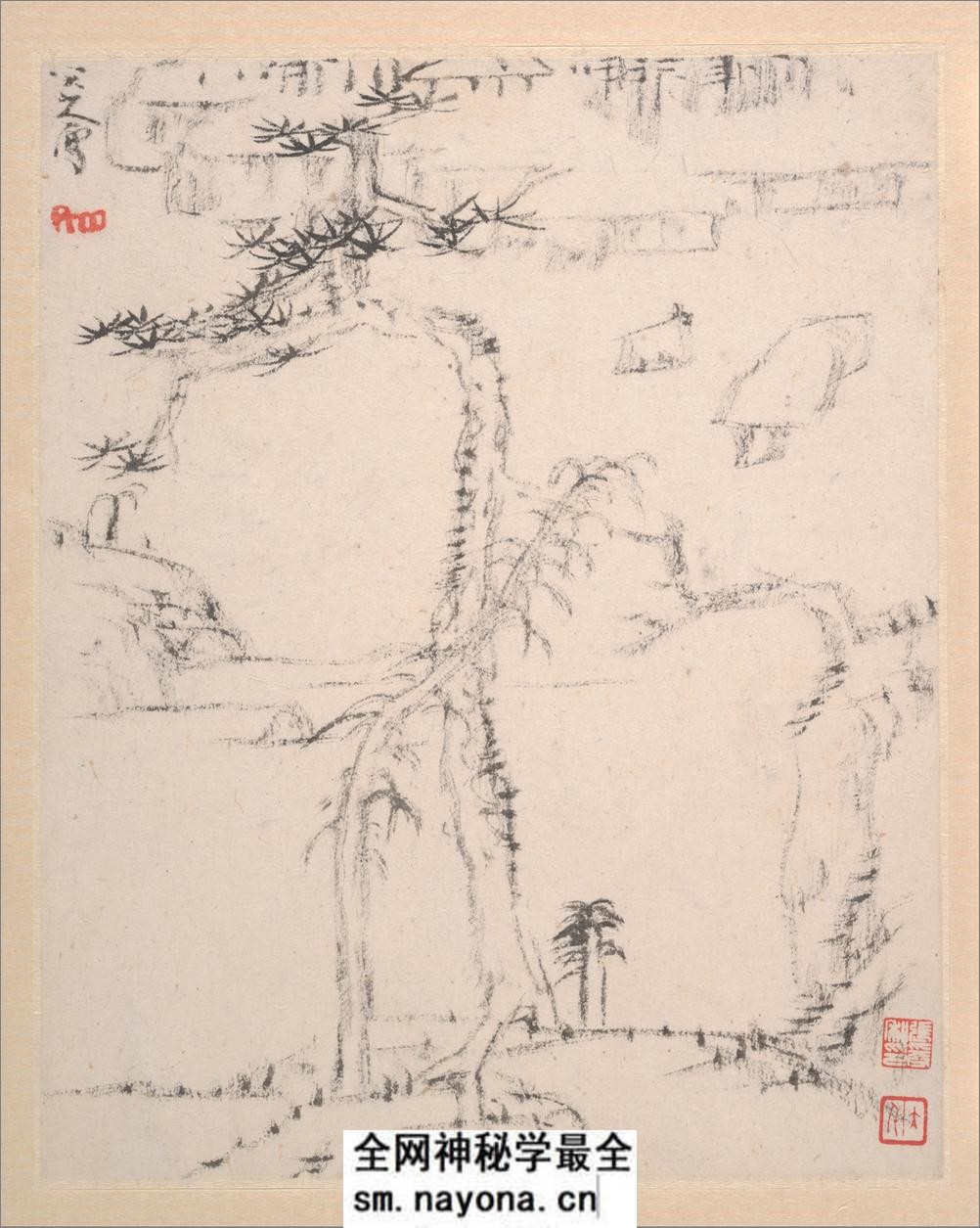 八大山人绘画册页.写意文人12帧.山水12帧.朱耷绘.清代 - 第15页预览图