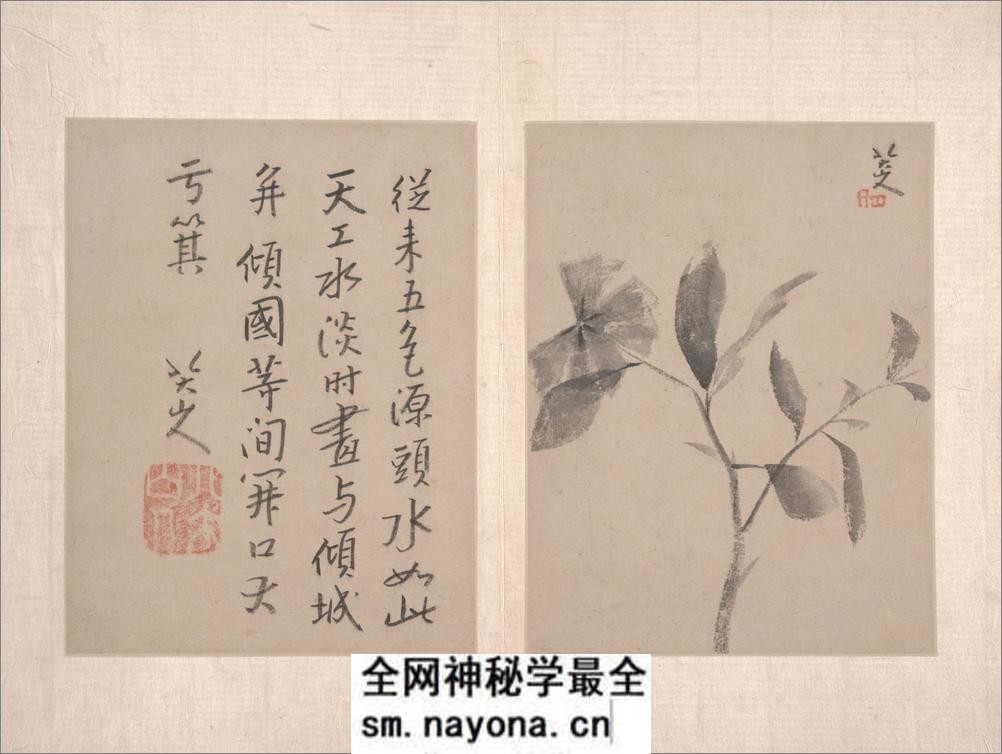 八大山人绘画册页.写意文人12帧.山水12帧.朱耷绘.清代 - 第6页预览图
