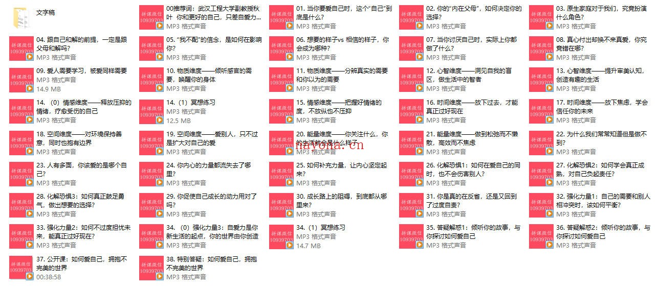 周梵《爱人先爱己,女性自爱力》36堂心理提升课 音频课程+文字稿