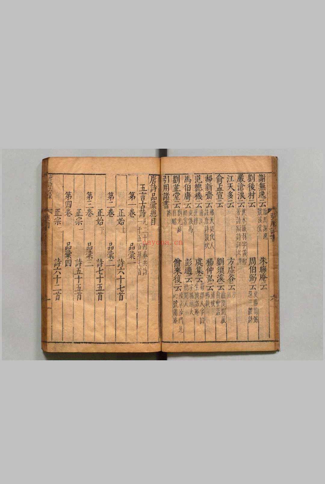 唐诗品汇 90卷 唐诗拾遗10卷 首１卷 诗人爵里详节１卷 高柄 张恂 明刊本