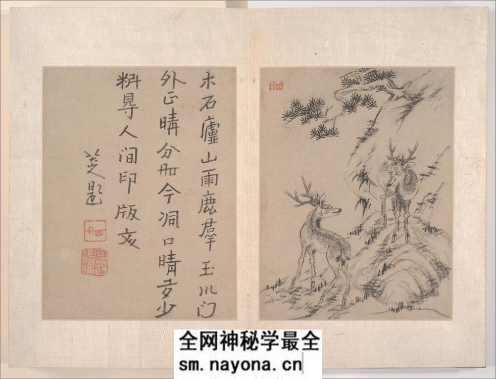八大山人绘画册页.写意文人12帧.山水12帧.朱耷绘.清代 - 第1页预览图