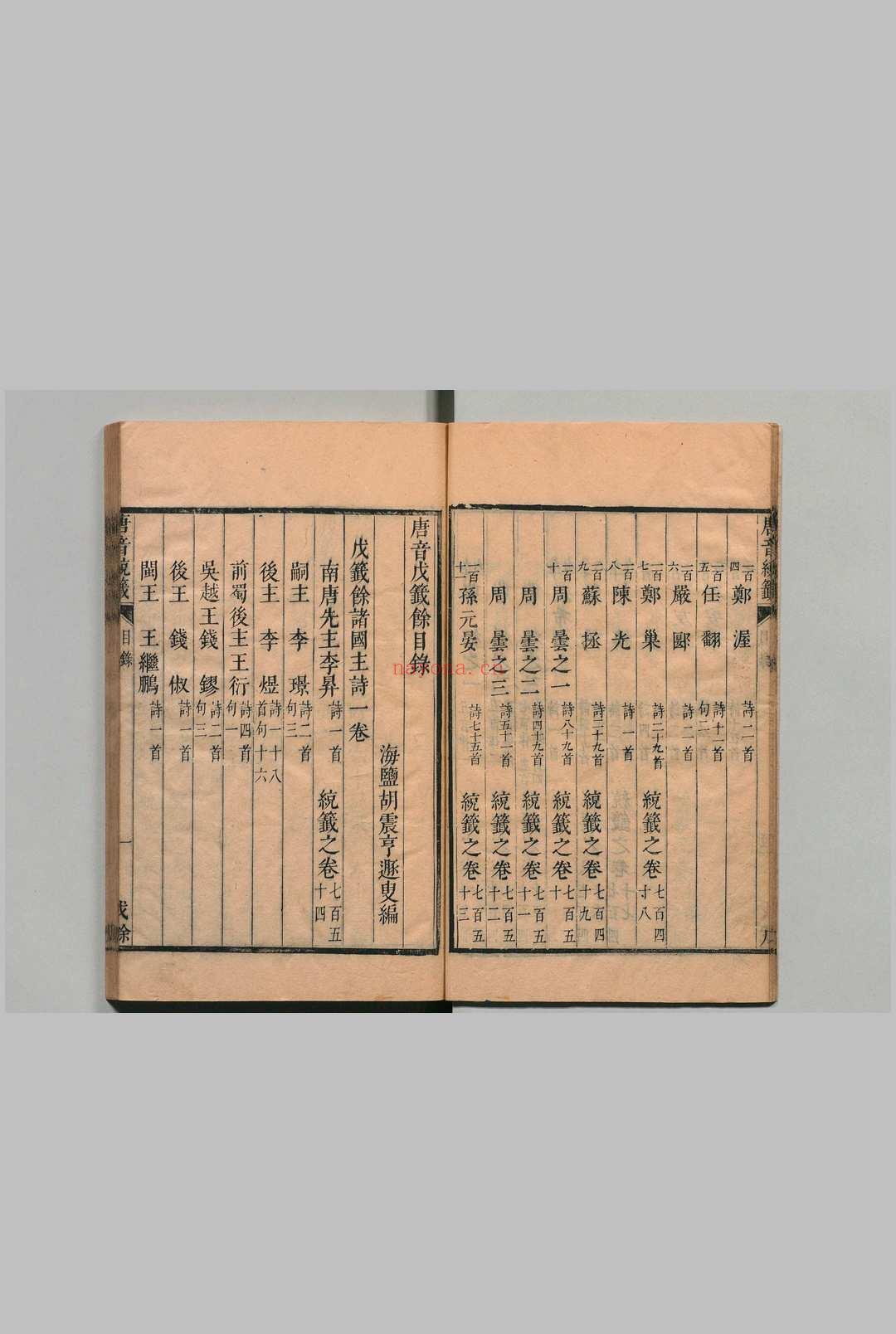 唐音戊籖 201卷 胡震亨 ,清康熙间