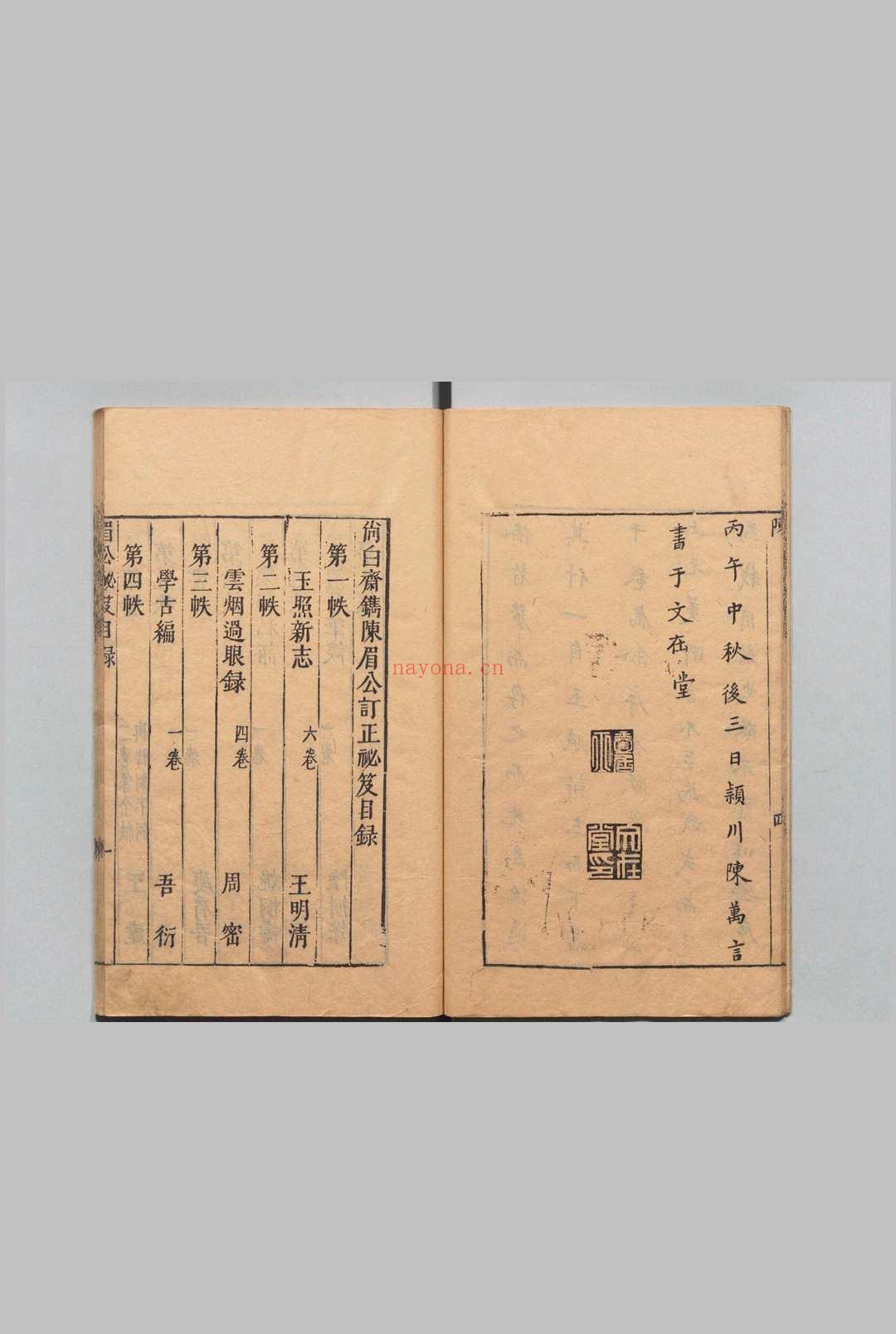 尚白斋镌陈眉公订正秘笈 陈继儒 明刊本