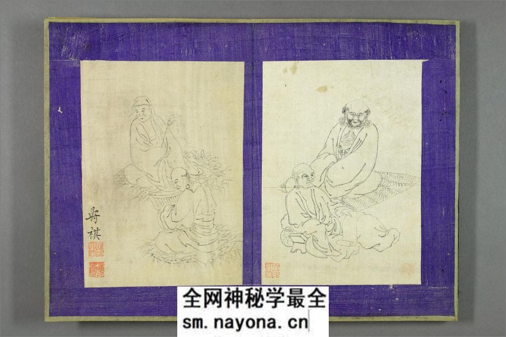 万年少白描人物册.清.万寿祺伝笔.絖本水墨 - 第7页预览图