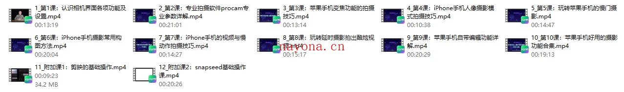 杨老师讲摄影《零基础玩转你的iPhone手机摄影功能》12节视频课