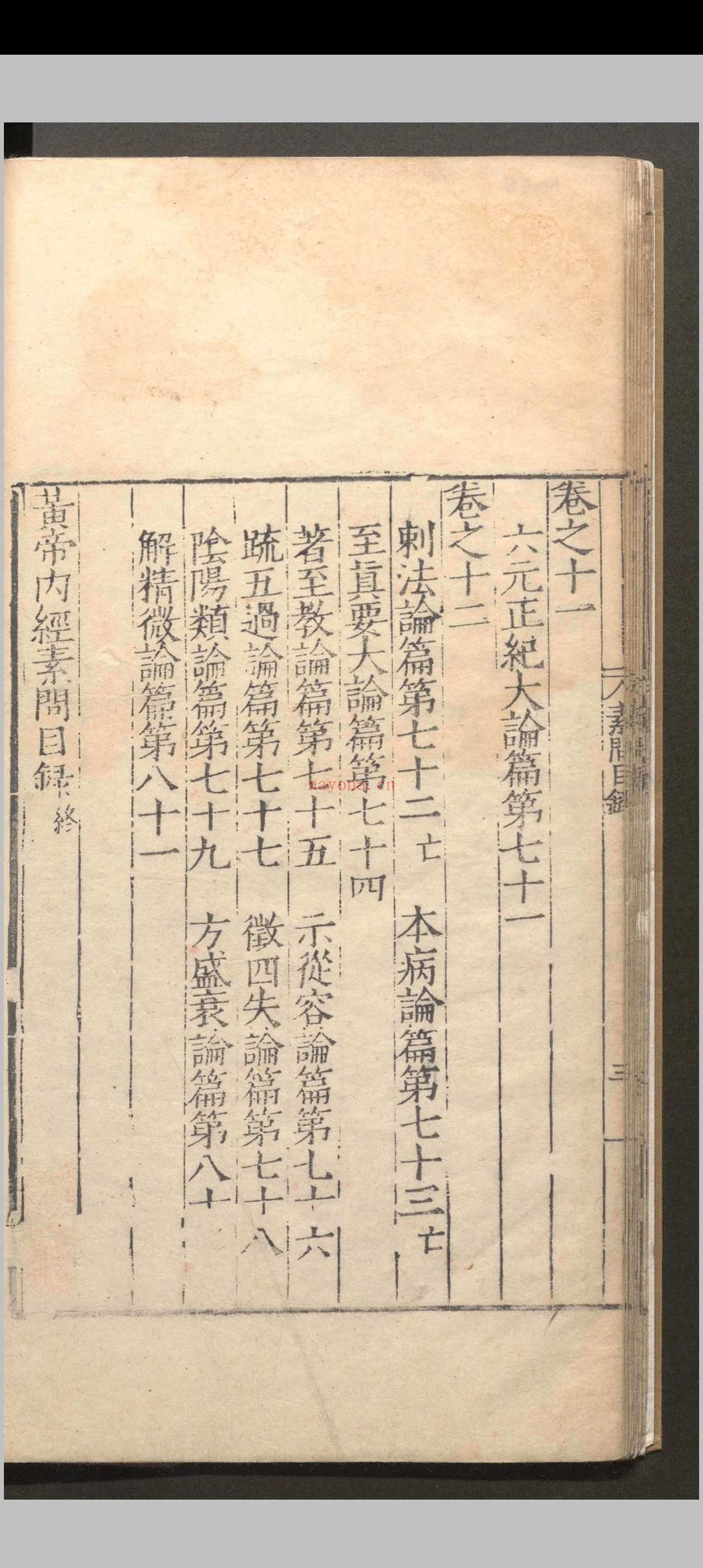 黄帝内经素问.十二卷.素问灵柩经.十二卷.明嘉靖