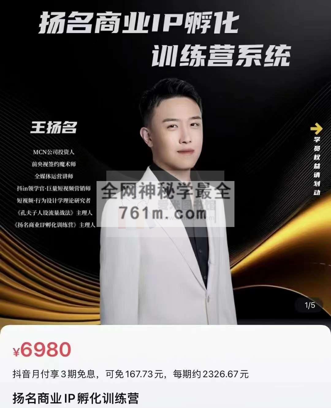 王扬名商业IP孵化训练营【23版】