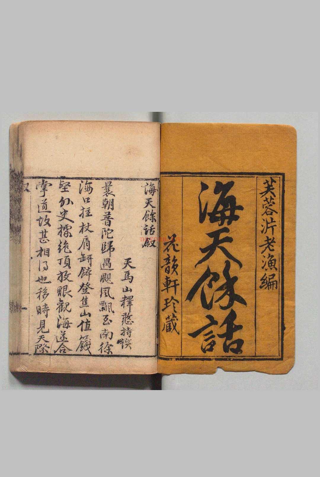 海天余话 4卷 附1卷 芙蓉泮老渔 清刊本