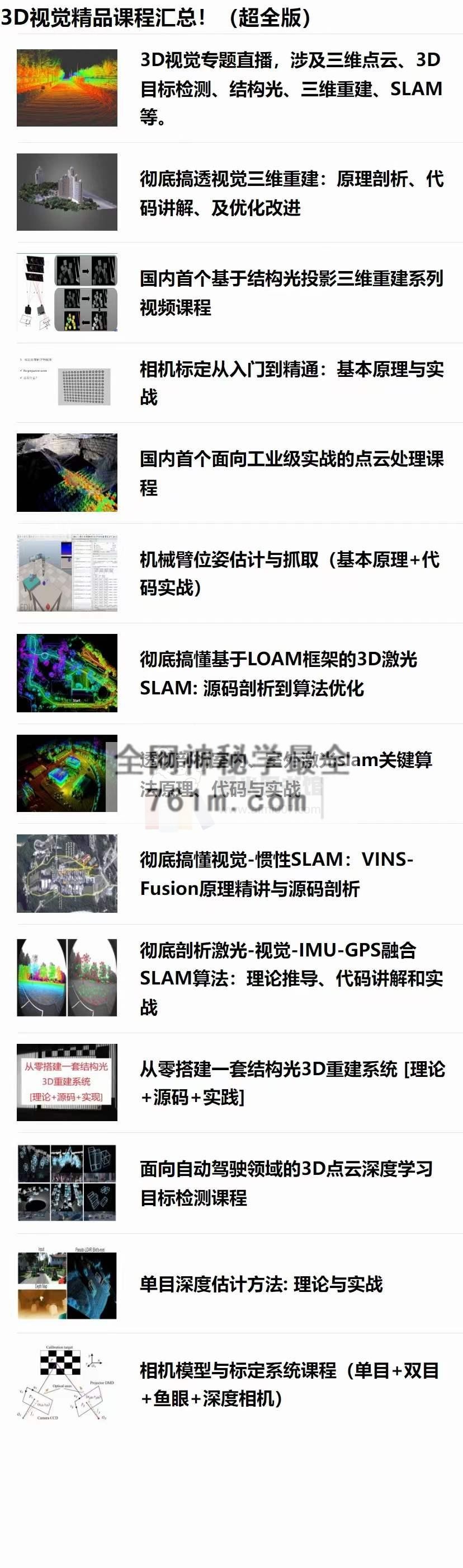 3D视觉精品课程汇总!(超全版)