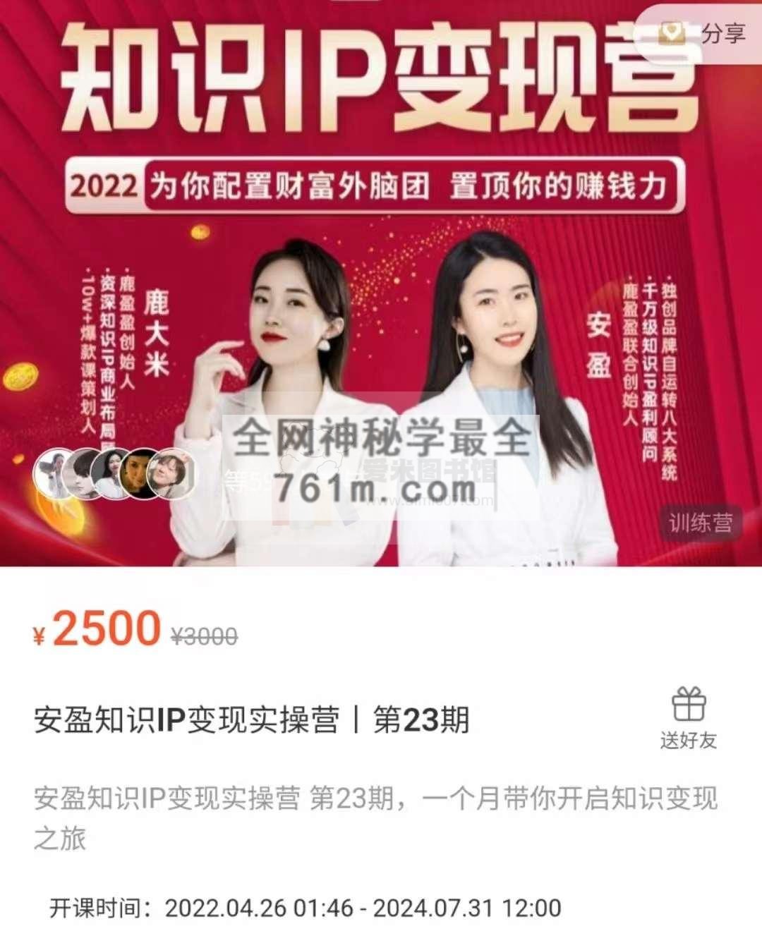 安盈知识IP变现实操营丨第23期