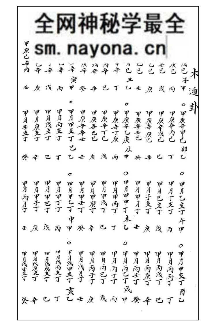 《八刻分经定数（密码表）》.题[宋]邵雍作