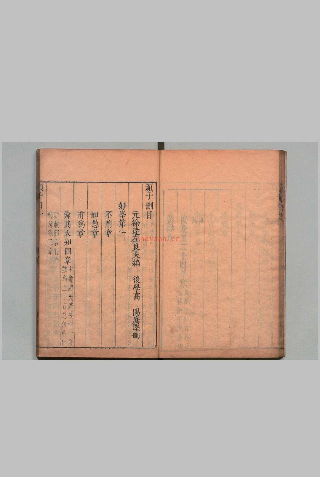颜子疏解 2卷首1卷 高阳(明),清顺治9年