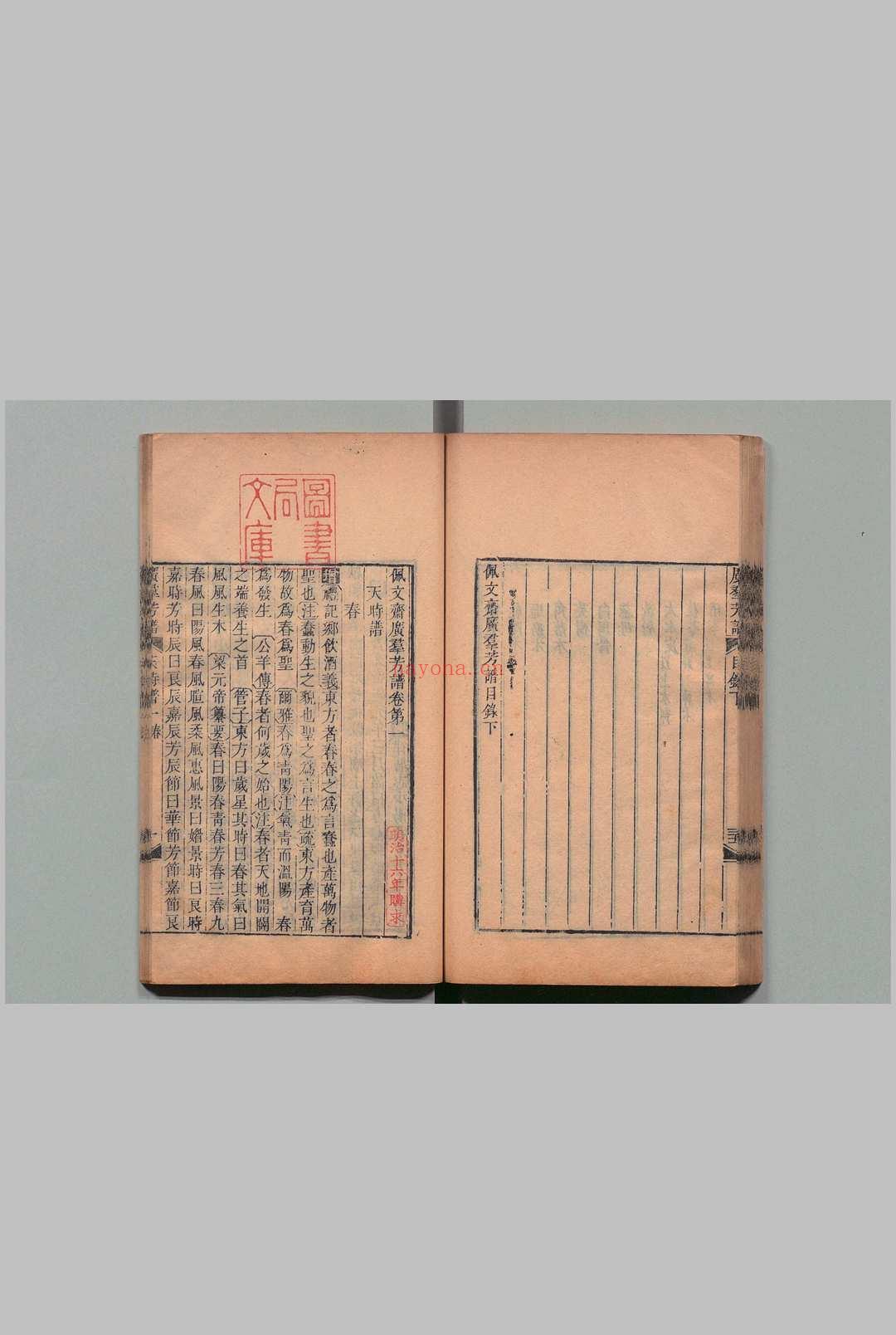 佩文斋广群芳谱 100卷目２卷 汪灏,清同治7年