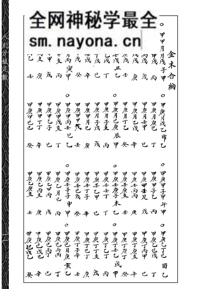 《八刻分经定数（密码表）》.题[宋]邵雍作