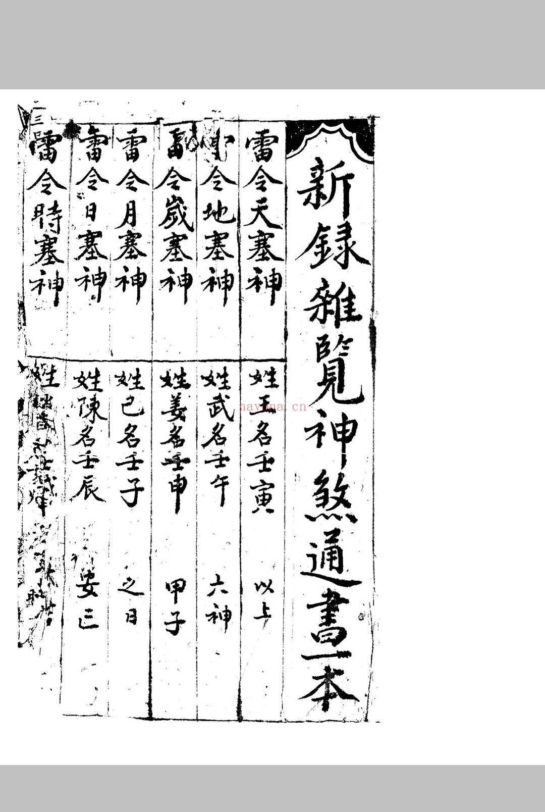 新录杂览神煞通书